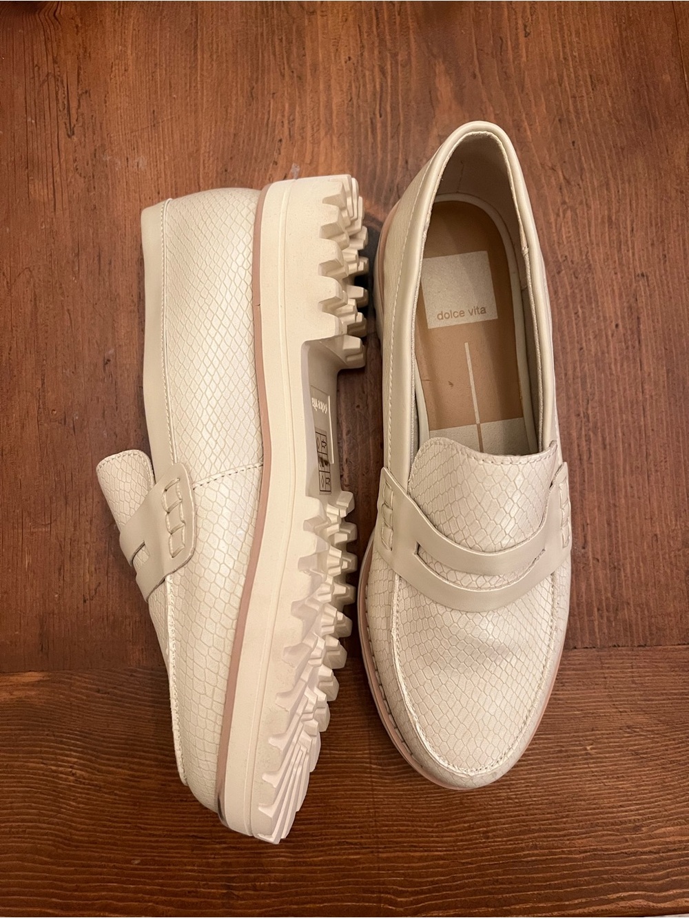Dolce Vita Cream Textured Lug Sole Loafers